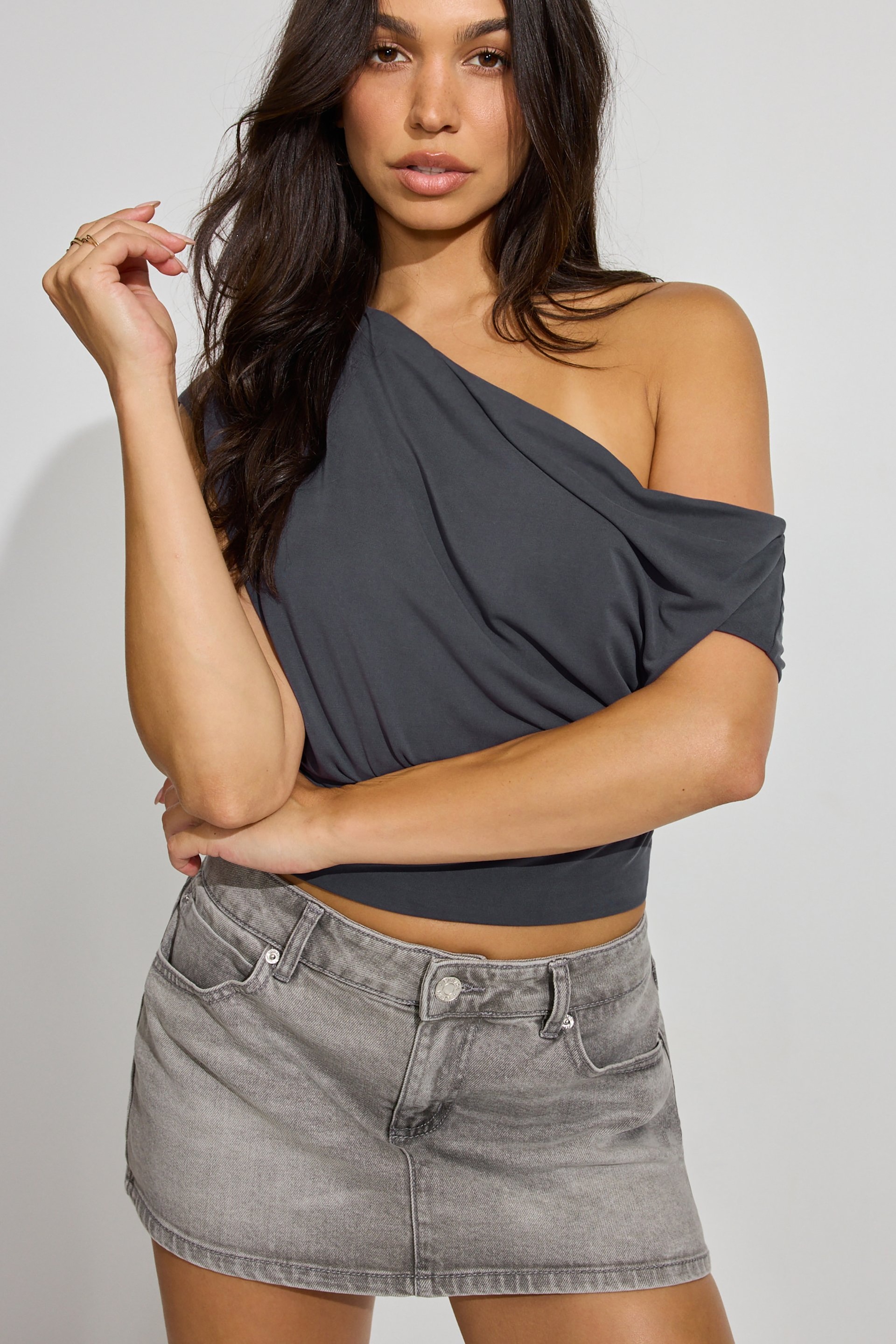 Off Shoulder Band Top Blue | Garage