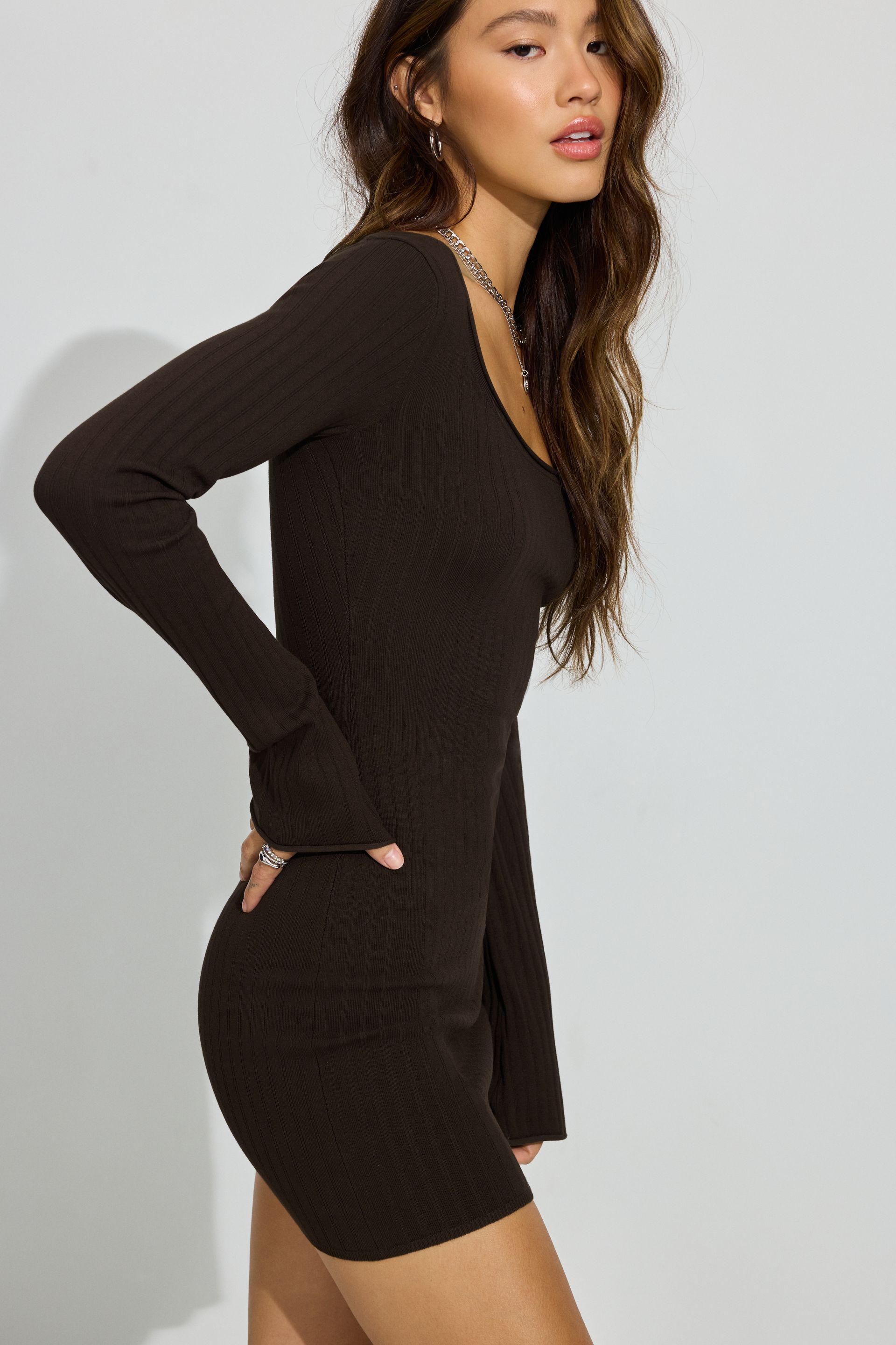 andmary Donna gather mini dress　brown　Ꮇ Towne mini dress – Line & Dot